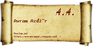 Avram Azár névjegykártya